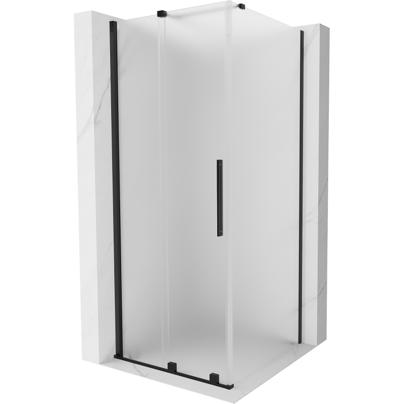 Mexen Velar cabine de douche coulissante 100 x 100 cm, givrée, noire - 871-100-100-31-70