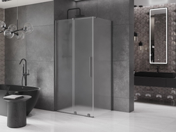 Mexen Velar Schiebedusche 130 x 90 cm, gefrostet, gebürstetes Gun Gray - 871-130-090-31-66