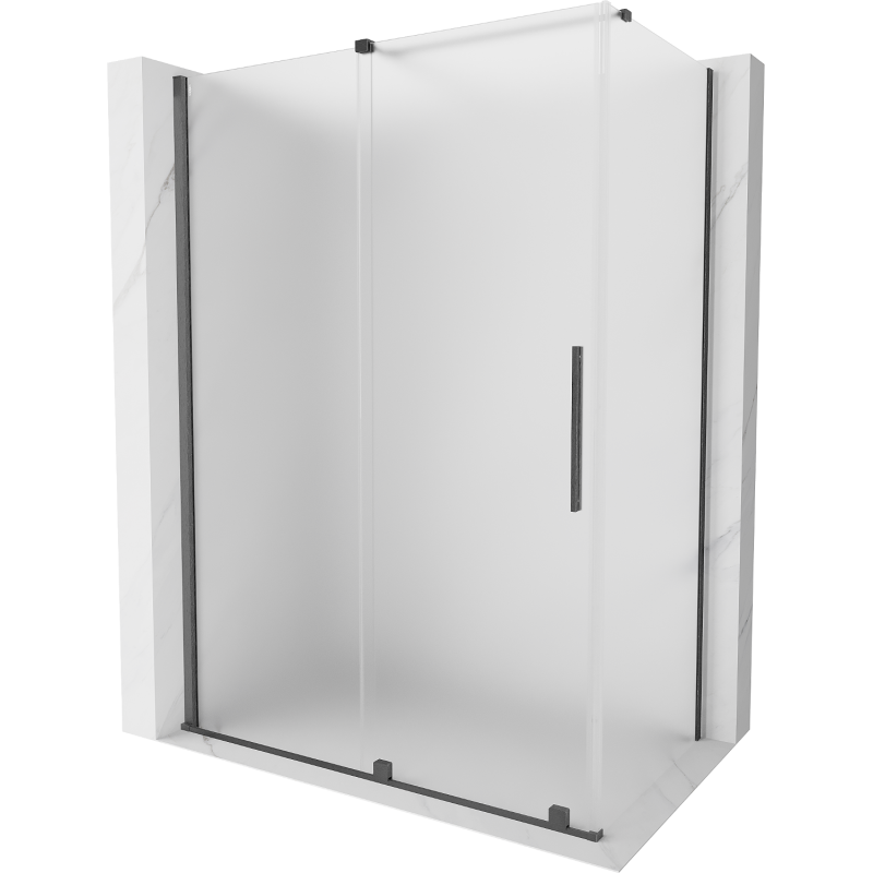 Mexen Velar liukuovellinen suihkukoppi 160 x 80 cm, huurrettu, harjattu asemetalli - 871-160-080-31-66