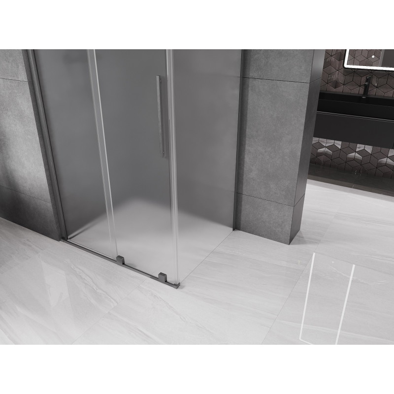 Mexen Velar Schiebedusche 130 x 90 cm, gefrostet, gebürstetes Gun Gray - 871-130-090-31-66