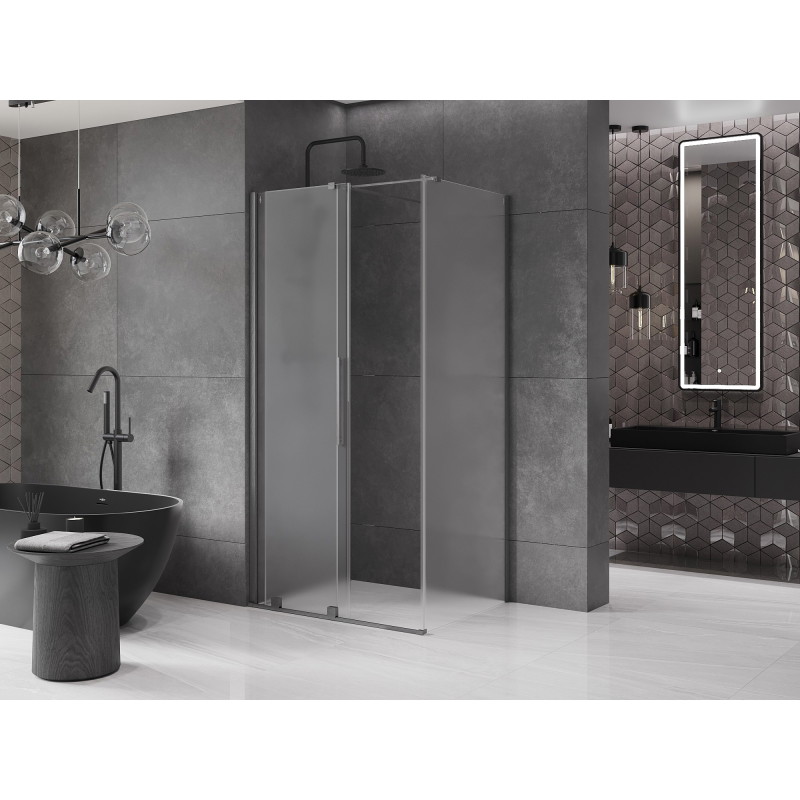 Mexen Velar Schiebedusche 130 x 90 cm, gefrostet, gebürstetes Gun Gray - 871-130-090-31-66