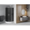 Mexen Rio cabine de douche semi-circulaire 70 x 70 cm, graphite, chrome + receveur Rio, blanc - 863-070-070-01-40-4710