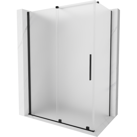 Mexen Velar Duschkabine schiebbar 140 x 80 cm, Frost, Schwarz - 871-140-080-31-70