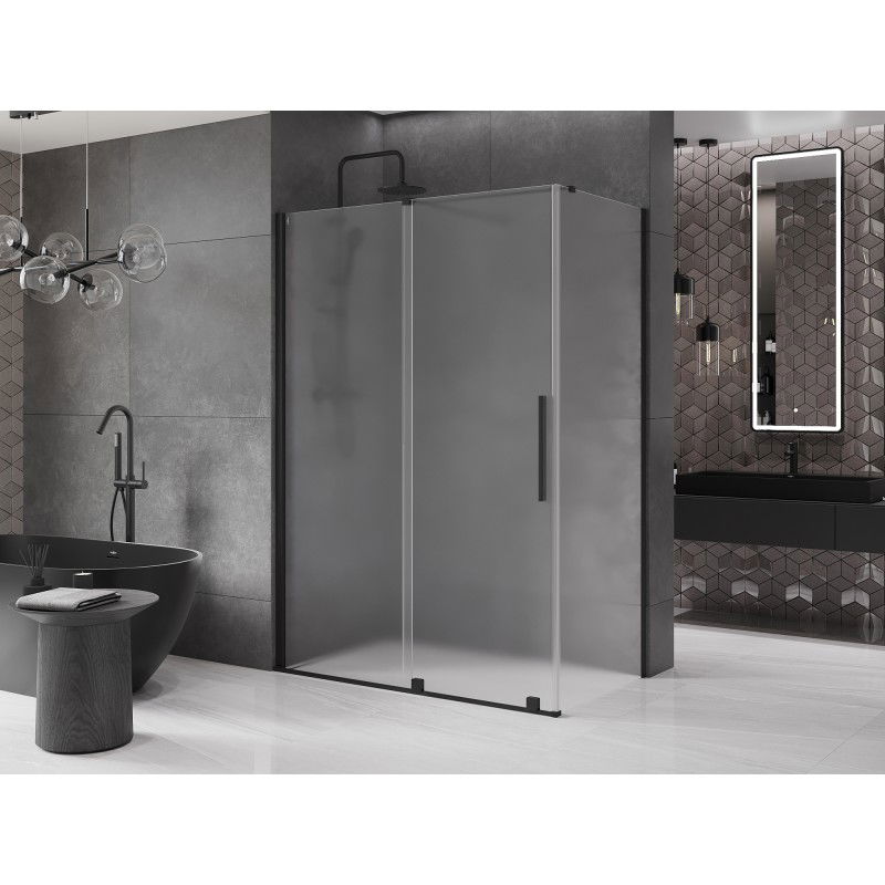 Mexen Velar cabina doccia scorrevole 150 x 70 cm, smerigliata, nera - 871-150-070-31-70