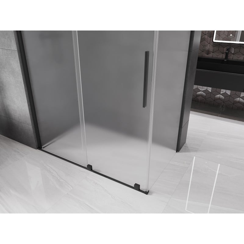 Mexen Velar cabine de douche coulissante 150 x 85 cm, givrée, noire - 871-150-085-31-70