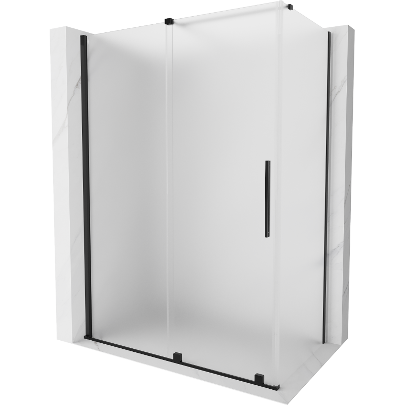Mexen Velar cabina de ducha corredera 160 x 80 cm, escarcha, negro - 871-160-080-31-70