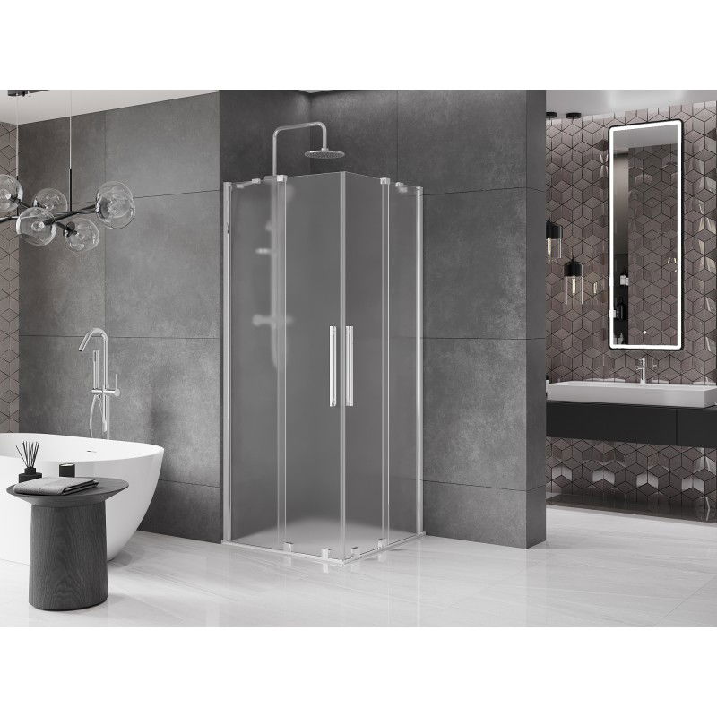 Mexen Velar Duo cabina doccia scorrevole 80 x 80 cm, brina, cromo - 871-080-080-32-01