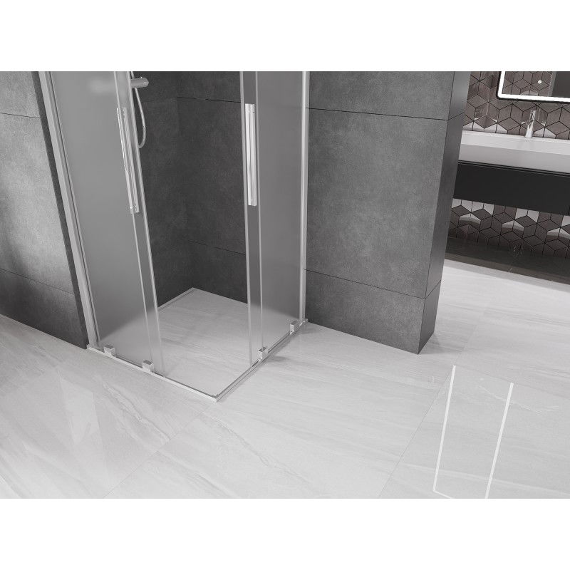Mexen Velar Duo cabina doccia scorrevole 100 x 100 cm, brina, cromo - 871-100-100-32-01