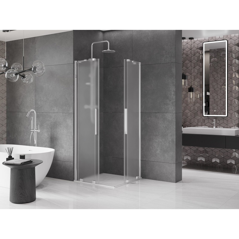 Mexen Velar Duo klizna tuš kabina klizna 100 x 100 cm, mat, krom - 871-100-100-32-01