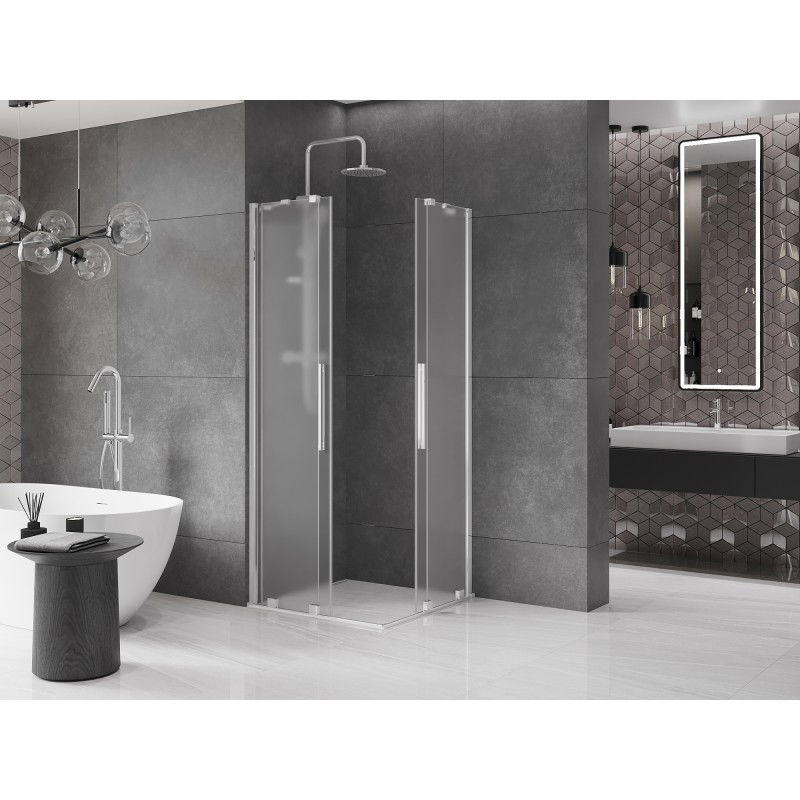 Mexen Velar Duo sliding shower cabin 100 x 100 cm, frost, chrome - 871-100-100-32-01