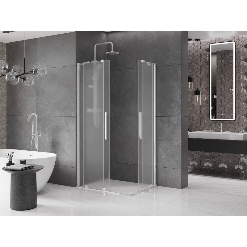 Mexen Velar Duo cabina doccia scorrevole 90 x 80 cm, smerigliato, cromo - 871-090-080-32-01