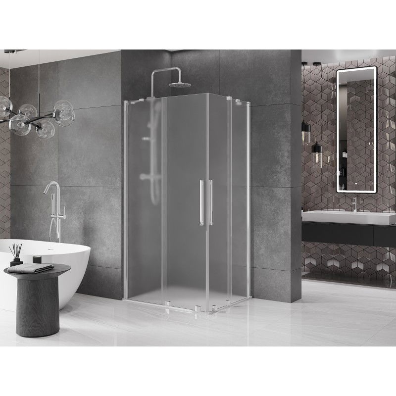 Mexen Velar Duo cabine de douche coulissante 100 x 90 cm, givrée, chrome - 871-100-090-32-01