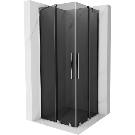 Mexen Velar Duo schuifdeur douchecabine 100 x 100 cm, grafiet, chroom - 871-100-100-42-01