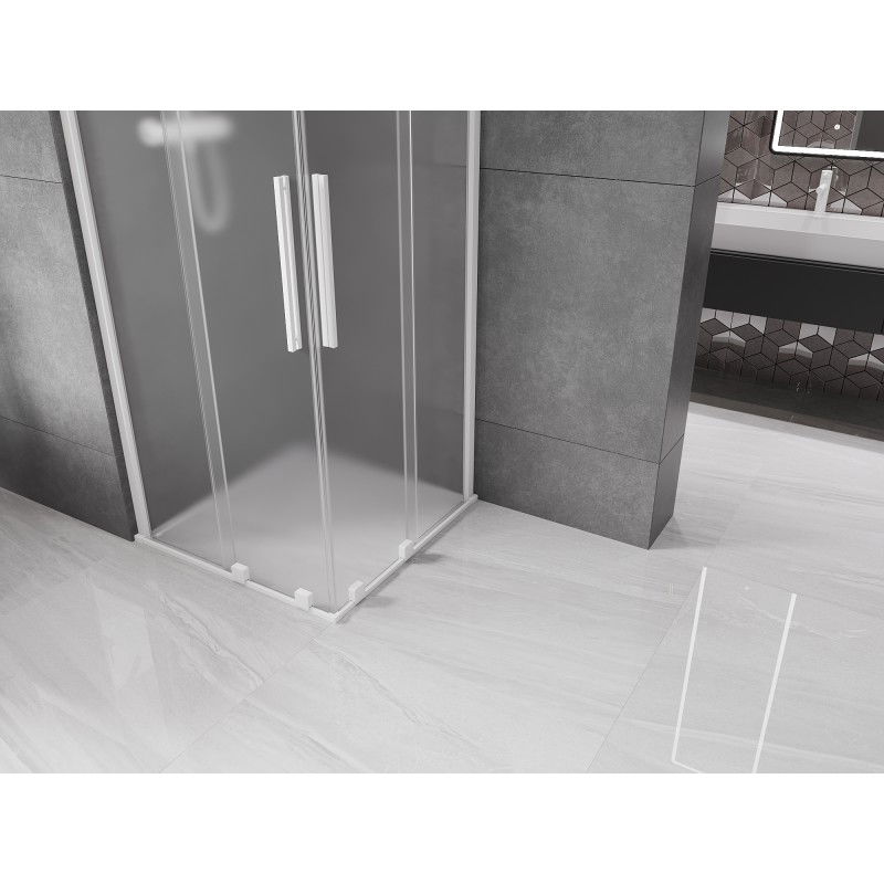 Mexen Velar Duo drsna pršna kabina 90 x 90 cm, mat, bela - 871-090-090-32-20