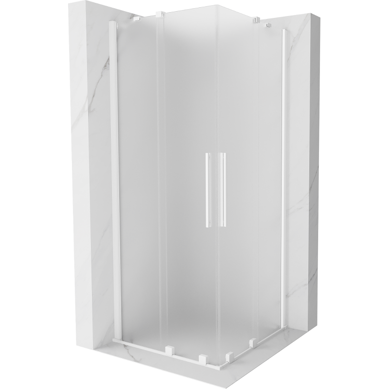 Mexen Velar Cabine de douche coulissante Duo 80 x 80 cm, givrée, blanche - 871-080-080-32-20
