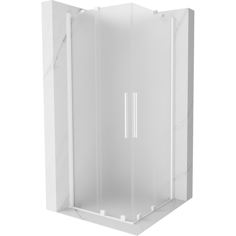 Mexen Velar Duo Duschkabine, Schiebetüren, 80 x 80 cm, satiniert, weiß - 871-080-080-32-20