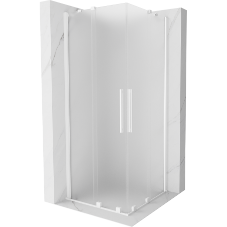 Mexen Velar Cabine de douche coulissante Duo 80 x 80 cm, givrée, blanche - 871-080-080-32-20