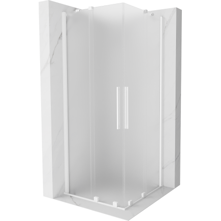 Mexen Velar Duo Duschkabine, Schiebetüren, 80 x 80 cm, satiniert, weiß - 871-080-080-32-20