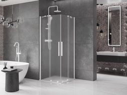 Mexen Velar Duo kabina prysznicowa rozsuwana 80 x 80 cm, szron, biała - 871-080-080-32-20