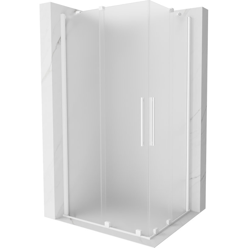 Mexen Velar Duo kabina prysznicowa rozsuwana 90 x 80 cm, szron, biała - 871-090-080-32-20