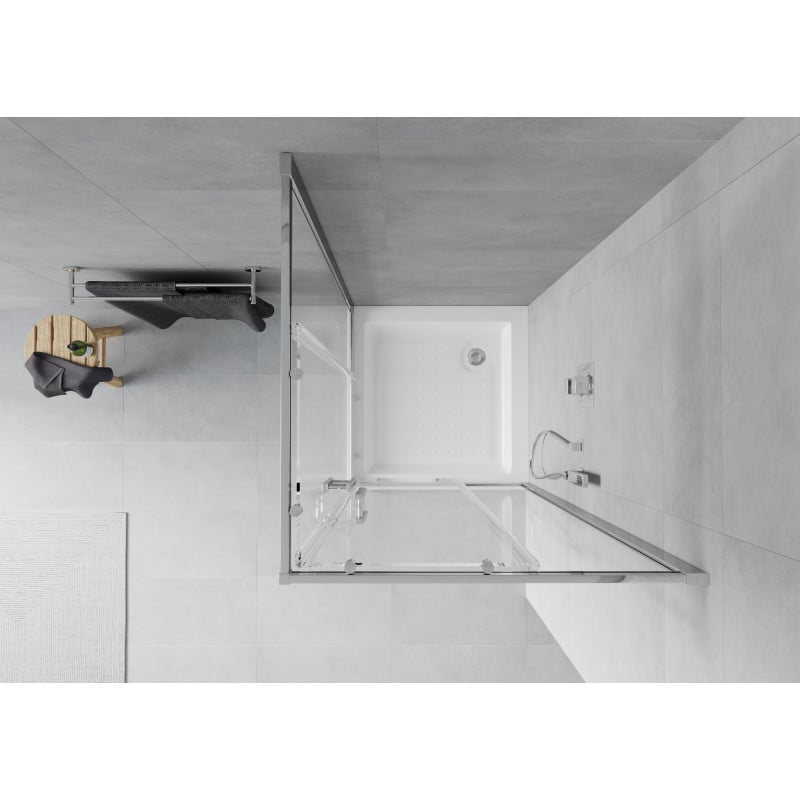 Mexen Rio cabine de douche carrée 80 x 80 cm, transparent, chrome + receveur Rio, blanc - 860-080-080-01-00-4510