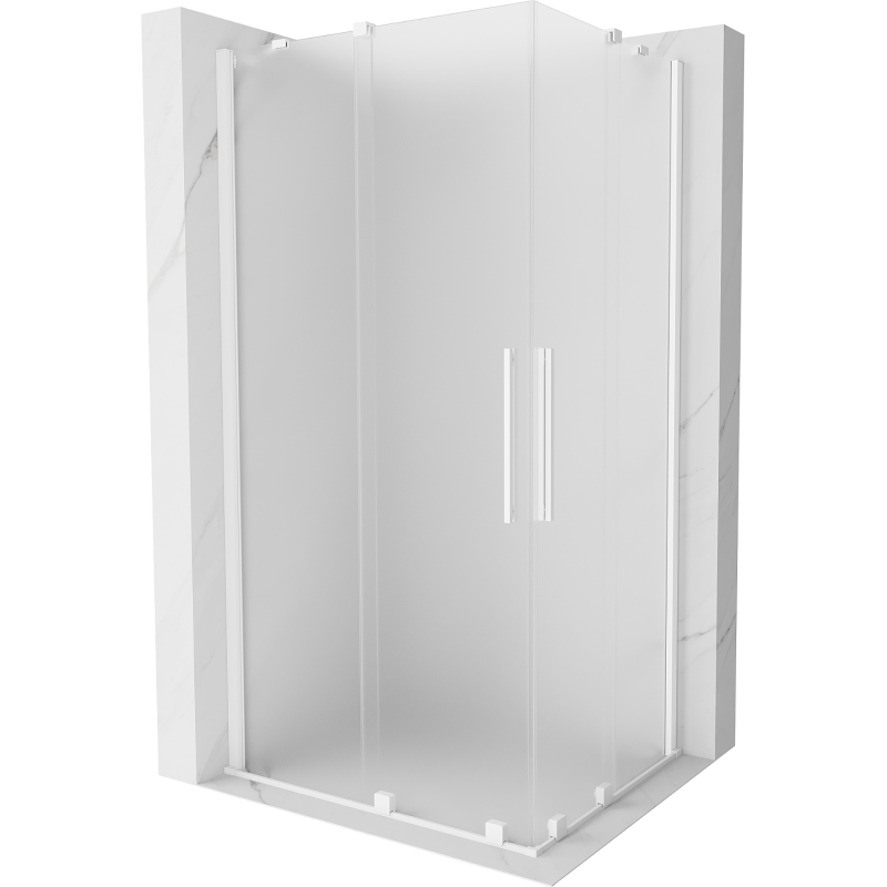 Mexen Velar Duo Duschkabine schiebbar 100 x 90 cm, gefrostet, weiß - 871-100-090-32-20