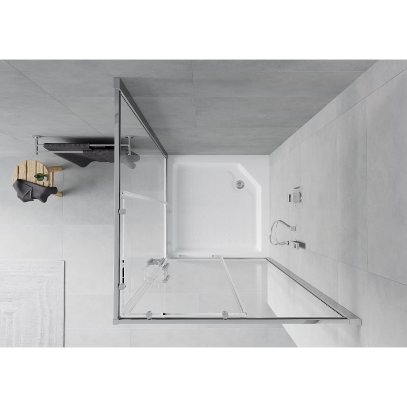 Mexen Rio square shower cabin 90 x 90 cm, transparent, chrome + shower tray, white - 860-090-090-01-00-4510