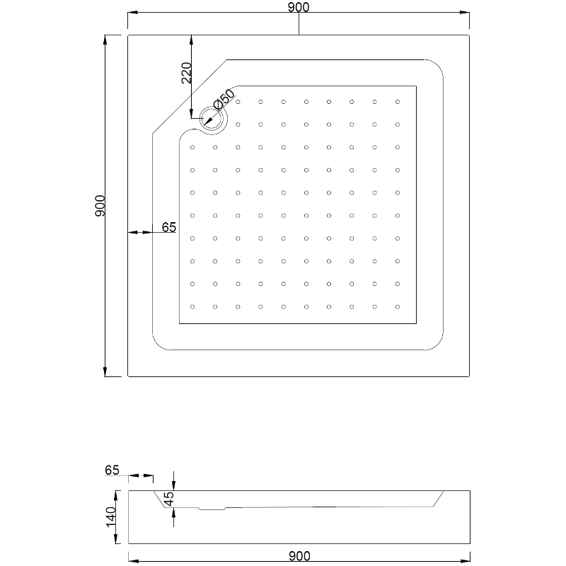 Mexen Rio fyrkantig duschkabin 90 x 90 cm, transparent, krom + duschkar, vit - 860-090-090-01-00-4510