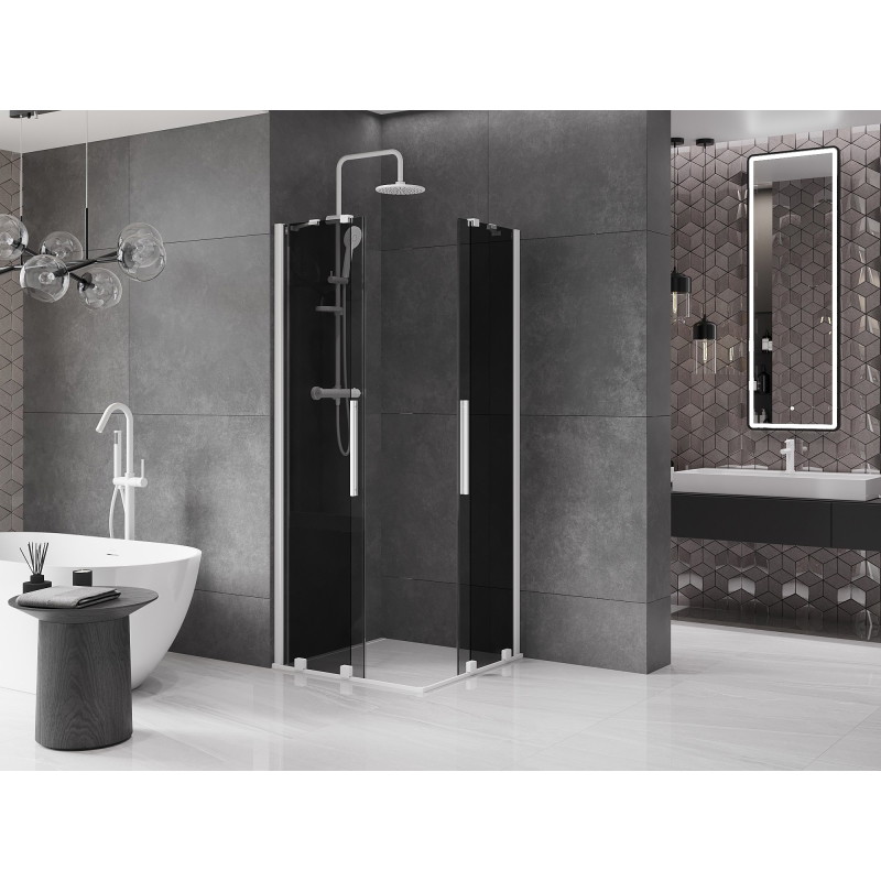 Mexen Velar Duo lükand dušikabiin 90 x 90 cm, grafiit, valge - 871-090-090-42-20