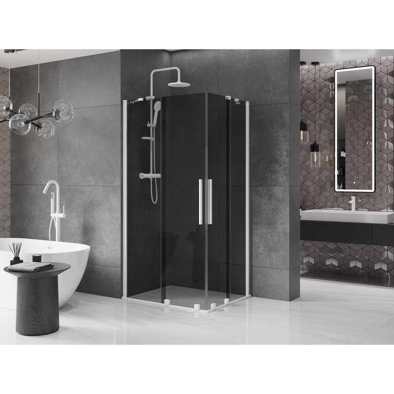 Mexen Velar Duo klizni tuš kabina 90 x 80 cm, grafit, bijela - 871-090-080-42-20