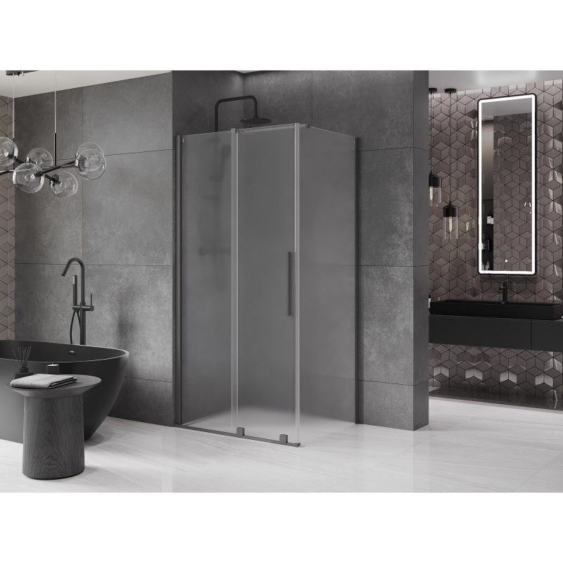 Mexen Velar drsna tuš kabina 100 x 80 cm, mraz, gunmetal - 871-100-080-31-95
