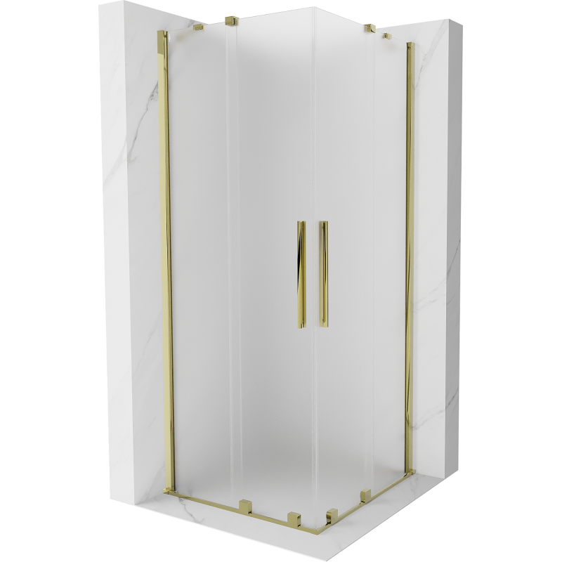 Mexen Velar Duo sliding shower enclosure 80 x 80 cm, frosted, gold - 871-080-080-32-50