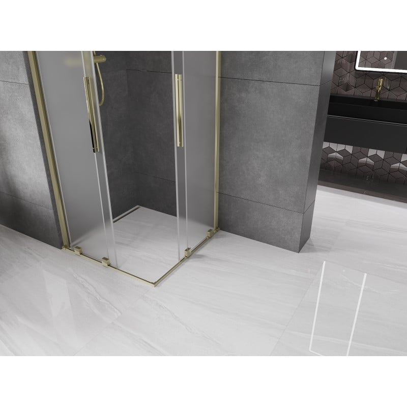 Mexen Velar Duo kabina prysznicowa rozsuwana 80 x 80 cm, szron, złota - 871-080-080-32-50