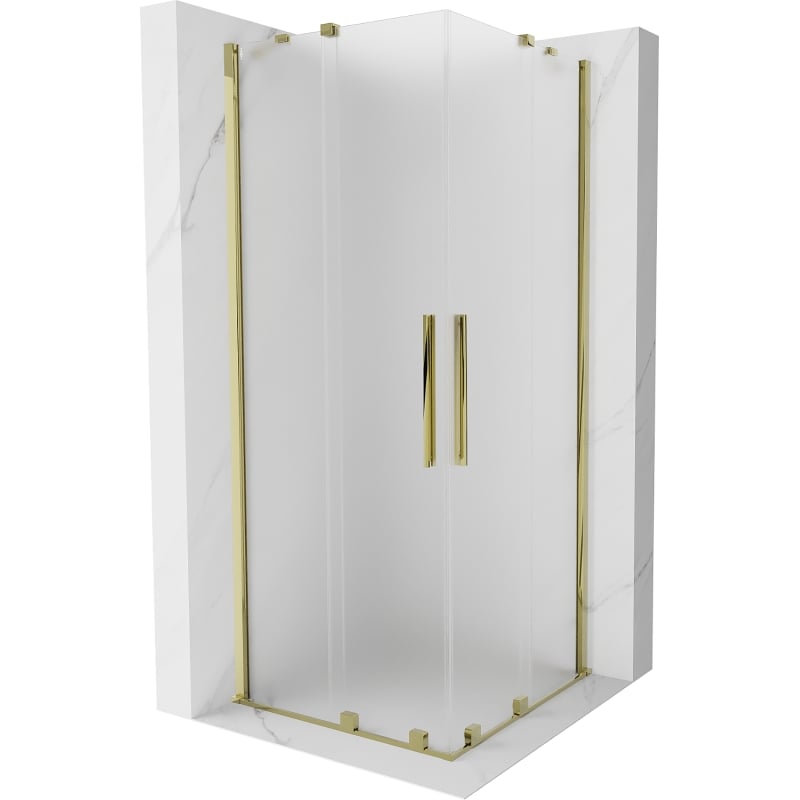 Mexen Velar Duo klizna tuš kabina klizna 90 x 90 cm, mat, zlatna - 871-090-090-32-50