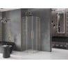 Mexen Velar Duo sliding shower enclosure 80 x 80 cm, frosted, gold - 871-080-080-32-50
