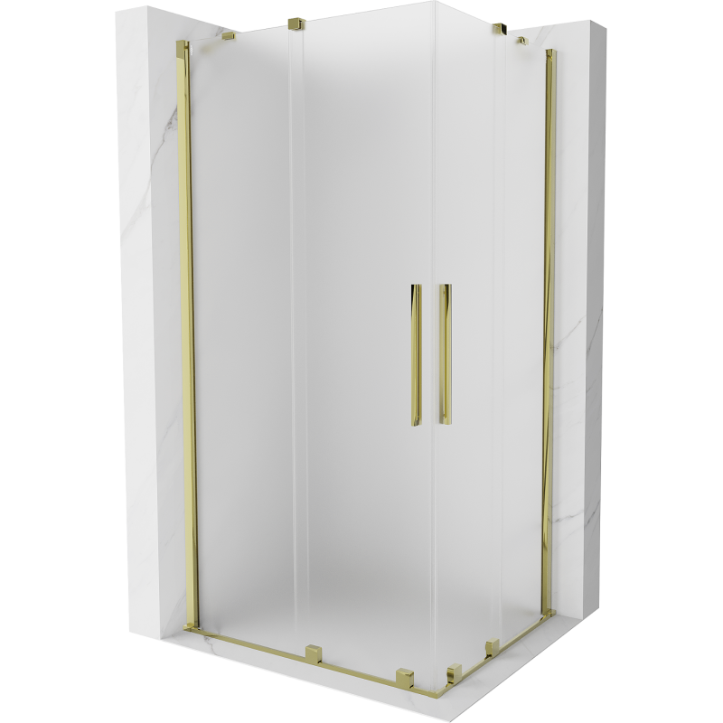 Mexen Velar Duo cabine de douche coulissante 90 x 80 cm, givrée, dorée - 871-090-080-32-50