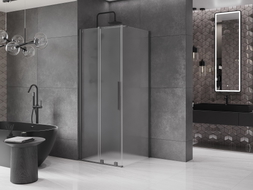 Mexen Velar klizna tuš kabina s kliznim vratima 110 x 110 cm, matirano, gun metal - 871-110-110-31-95