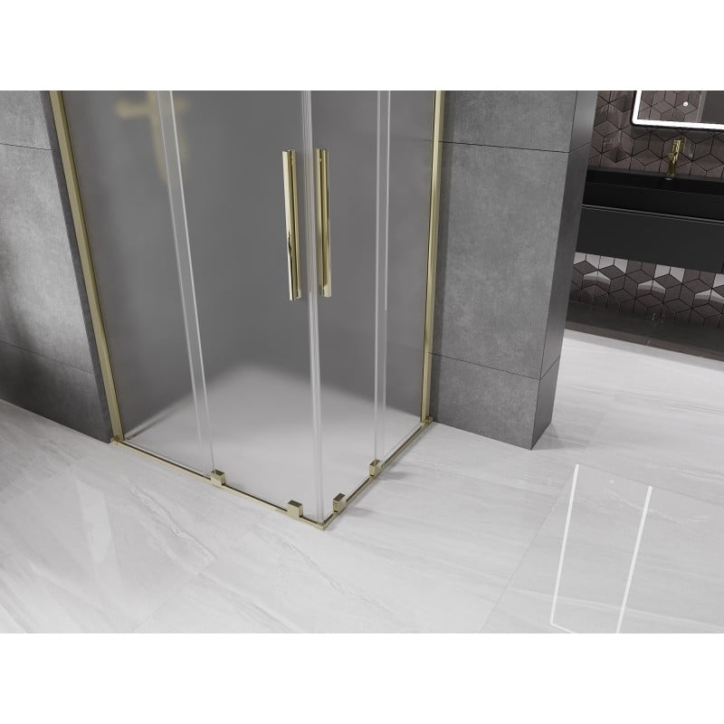 Mexen Velar Duo kabina prysznicowa rozsuwana 90 x 80 cm, szron, złota - 871-090-080-32-50