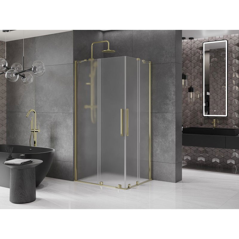 Mexen Velar Duo cabine de douche coulissante 100 x 90 cm, givrée, dorée - 871-100-090-32-50