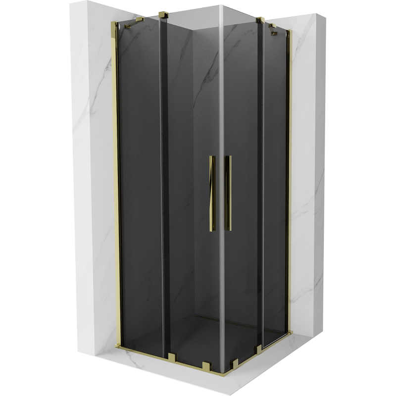 Mexen Velar Duo sliding shower enclosure 80 x 80 cm, graphite, gold - 871-080-080-42-50