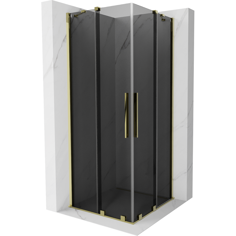 Mexen Velar Duo cabina de ducha corredera 90 x 90 cm, grafito, dorado - 871-090-090-42-50