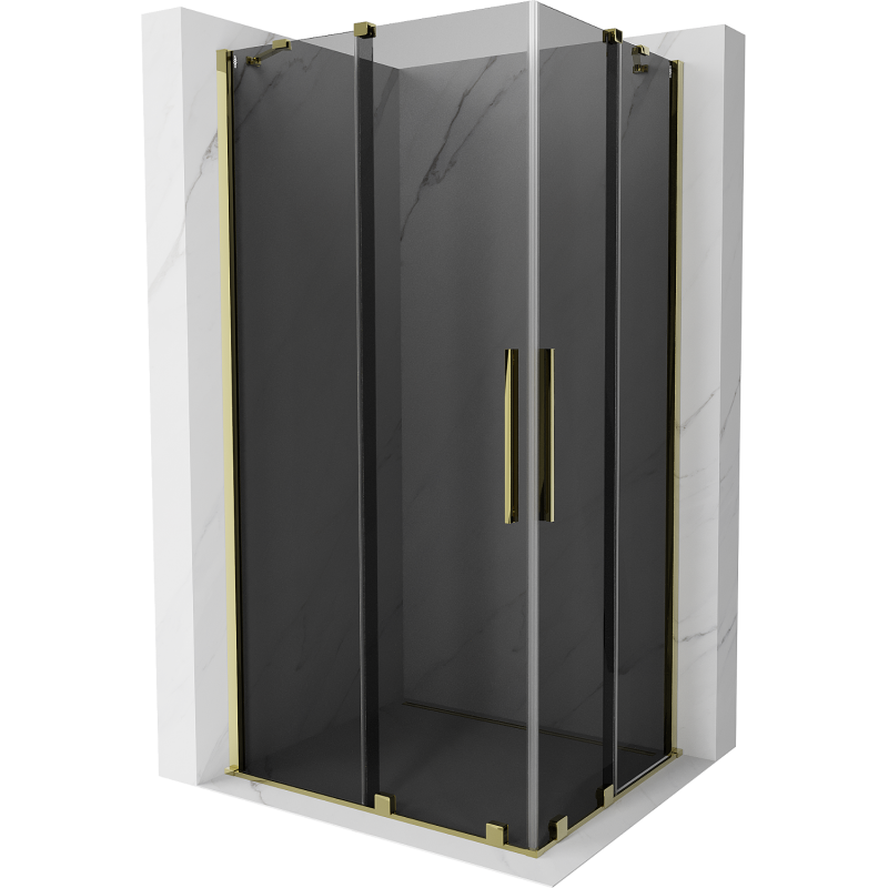 Mexen Velar Duo cabine de duche deslizante 90 x 80 cm, grafite, dourado - 871-090-080-42-50