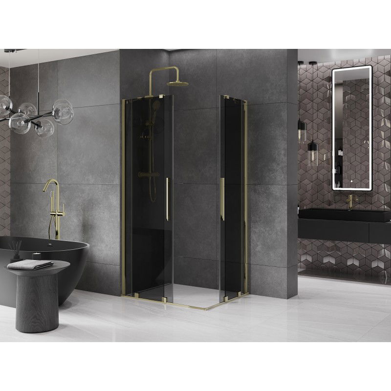 Mexen Velar Duo cabina doccia scorrevole 90 x 80 cm, grafite, oro - 871-090-080-42-50