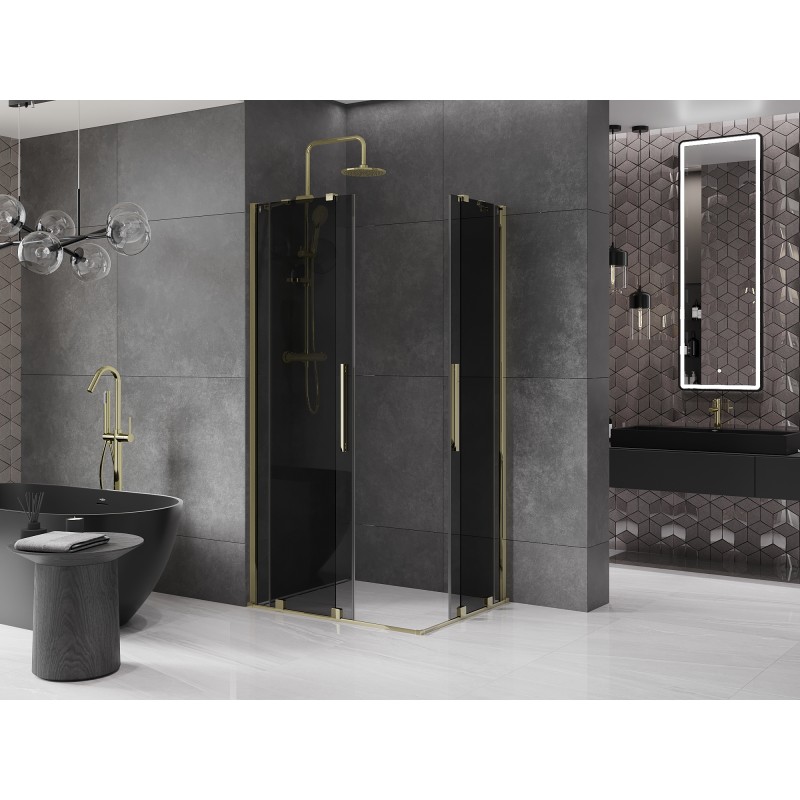 Mexen Velar Duo drsna pršni kabina 90 x 80 cm, grafit, zlata - 871-090-080-42-50