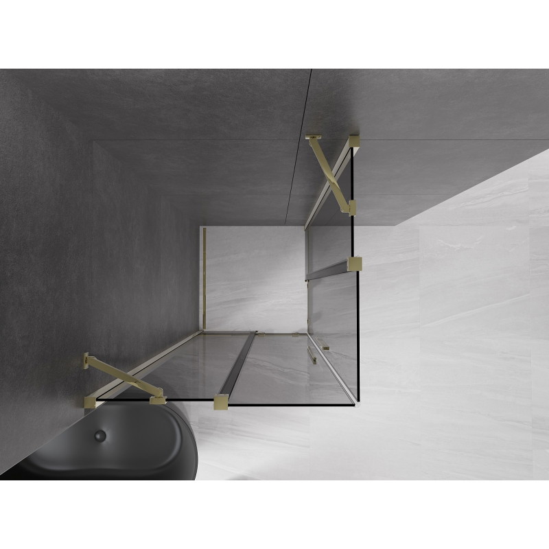 Mexen Velar Duo klizni tuš kabina klizna 100 x 100 cm, grafit, zlatna - 871-100-100-42-50