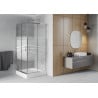Mexen Rio cabine de douche carrée 90 x 90 cm, bandes blanches, chrome + bac de douche, blanc - 860-090-090-01-20-4510