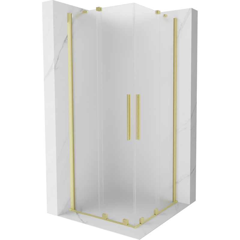 Mexen Velar Duo Duschkabine Schiebetür 100 x 100 cm, gefrostet, gebürstetes Gold - 871-100-100-32-55