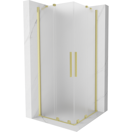 Mexen Velar Duo kabina prysznicowa rozsuwana 100 x 100 cm, szron, złota szczotkowana - 871-100-100-32-55