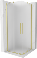 Mexen Velar Duo liukuva suihkukoppi 100 x 100 cm, huurrettu, harjattu kulta - 871-100-100-32-55