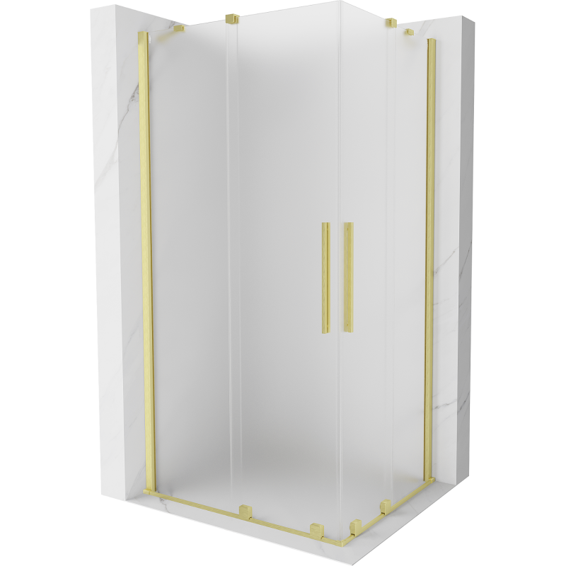 Mexen Velar Duo cabina doccia scorrevole 90 x 80 cm, smerigliata, oro spazzolato - 871-090-080-32-55